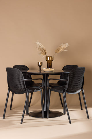 Venture Home Glade Matbord - Svart / Svart MDF +Baltimore Matstol - Svart / Svart plast _4