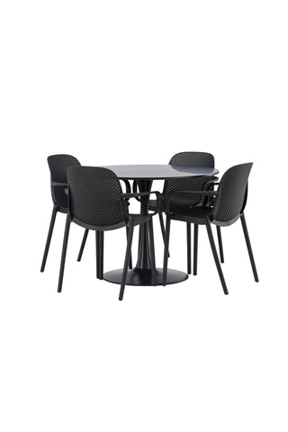 Venture Home Glade Matbord - Svart / Svart MDF +Baltimore Matstol - Svart / Svart plast _4
