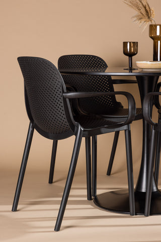 Venture Home Glade Matbord - Svart / Svart MDF +Baltimore Matstol - Svart / Svart plast _4