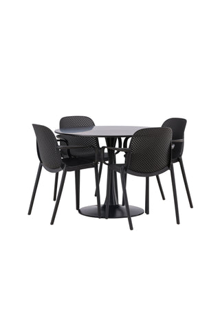 Venture Home Glade Matbord - Svart / Svart MDF +Baltimore Matstol - Svart / Svart plast _4