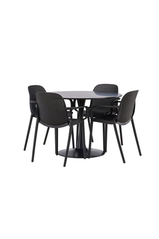 Venture Home Glade Matbord - Svart / Svart MDF +Baltimore Matstol - Svart / Svart plast _4