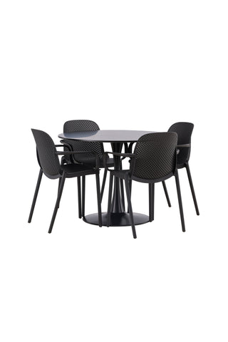Venture Home Glade Matbord - Svart / Svart MDF +Baltimore Matstol - Svart / Svart plast _4