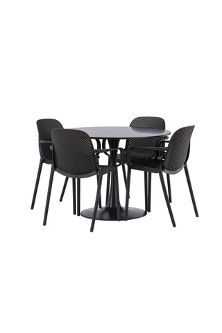 Venture Home Glade Matbord - Svart / Svart MDF +Baltimore Matstol - Svart / Svart plast _4