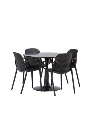 Venture Home Glade Matbord - Svart / Svart MDF +Baltimore Matstol - Svart / Svart plast _4