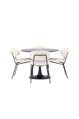 Venture Home Glade Matbord - Svart / Svart MDF +Crosett Matstol - Mattsvart / Mattsvart plast _4
