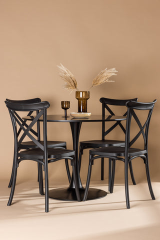 Venture Home Glade Matbord - Svart / Svart MDF +Crosett Matstol - Mattsvart / Mattsvart plast _4