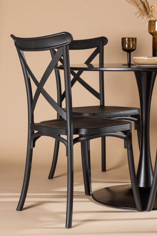 Venture Home Glade Matbord - Svart / Svart MDF +Crosett Matstol - Mattsvart / Mattsvart plast _4