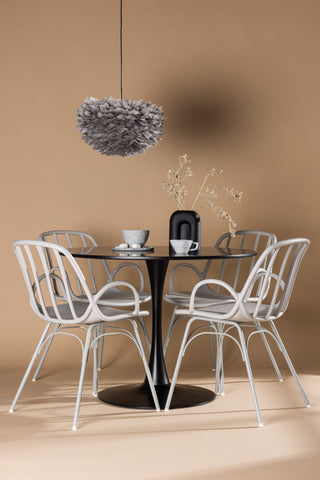 Venture Home Glade Matbord - Svart / Svart MDF +Dyrön Matstol - Greige Polypropylene _4