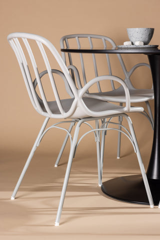 Venture Home Glade Matbord - Svart / Svart MDF +Dyrön Matstol - Greige Polypropylene _4