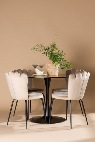 Venture Home Glade Matbord - Svart / Svart MDF +Limhamn Light Chair - Svart / Beige Sammet _4