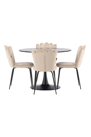 Venture Home Glade Matbord - Svart / Svart MDF +Limhamn Light Chair - Svart / Beige Sammet _4