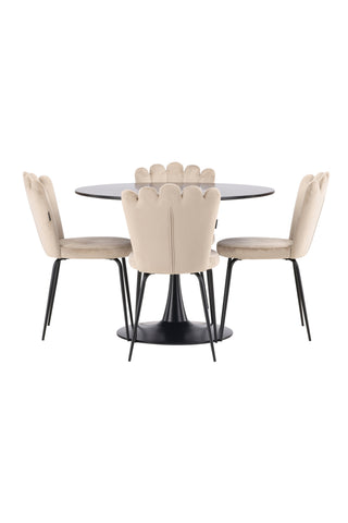 Venture Home Glade Matbord - Svart / Svart MDF +Limhamn Light Chair - Svart / Beige Sammet _4