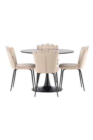 Venture Home Glade Matbord - Svart / Svart MDF +Limhamn Light Chair - Svart / Beige Sammet _4