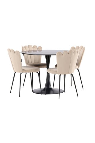 Venture Home Glade Matbord - Svart / Svart MDF +Limhamn Light Chair - Svart / Beige Sammet _4