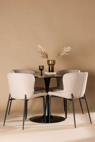 Venture Home Glade Matbord - Svart / Svart MDF + Modesto Matstol - Grå / Rökt Svart Boucle _4