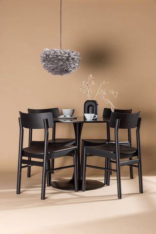 Venture Home Glade Matbord - Svart / Svart MDF + Montros Matstol - Naturligt / Naturligt gummiträ _4