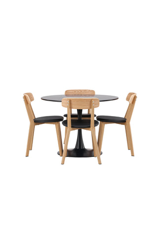 Venture Home Glade Matbord - Svart / Svart MDF +Tempe Matstol - Mörkgrå / Mörkbrun MDF _4