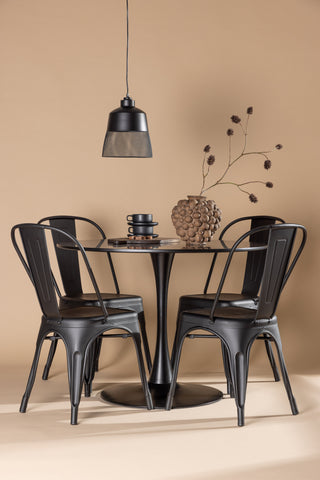 Venture Home Glade Matbord - Svart / Svart MDF +Tempe Matstol - Mattsvart / Metall _4