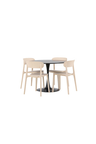 Venture Home Glade Matbord - Svart / Svart MDF +Åstol Matstol - Natur Träplastkomposit _4