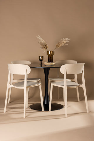 Venture Home Glade Matbord - Svart / Svart MDF +Åstol Matstol - Natur Träplastkomposit _4