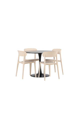 Venture Home Glade Matbord - Svart / Svart MDF +Åstol Matstol - Natur Träplastkomposit _4