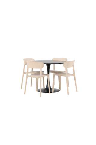 Venture Home Glade Matbord - Svart / Svart MDF +Åstol Matstol - Natur Träplastkomposit _4