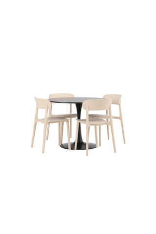 Venture Home Glade Matbord - Svart / Svart MDF +Åstol Matstol - Natur Träplastkomposit _4