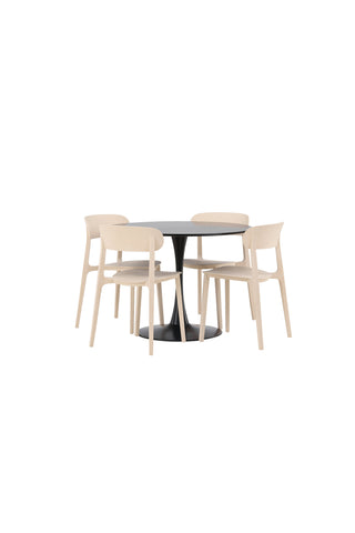Venture Home Glade Matbord - Svart / Svart MDF +Åstol Matstol - Natur Träplastkomposit _4