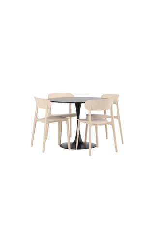 Venture Home Glade Matbord - Svart / Svart MDF +Åstol Matstol - Natur Träplastkomposit _4