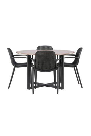 Venture Home Bootcut Ovalt matbord - Svart / Svart Fanéer +Limhamn Light Chair - Svart / Beige sammet _6