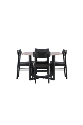 Venture Home Olivia Matbord-Svart/SvartFaner+ModestoMatstol-Grå/SmokedBlackBoucle_4