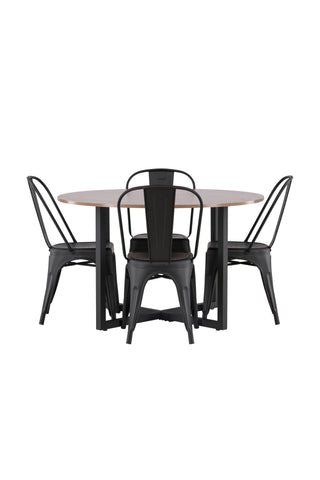 Venture Home Danburi Matbord - Woodlook / Woodlook MDF + Baltimore Dining Chair - Svart / Svart plast _2