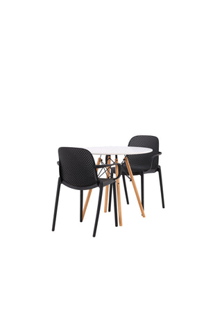 Venture Home Danburi Matbord - Woodlook / Woodlook MDF + Baltimore Dining Chair - Svart / Svart plast _2