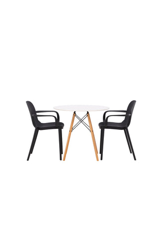 Venture Home Danburi Matbord - Woodlook / Woodlook MDF + Baltimore Dining Chair - Svart / Svart plast _2