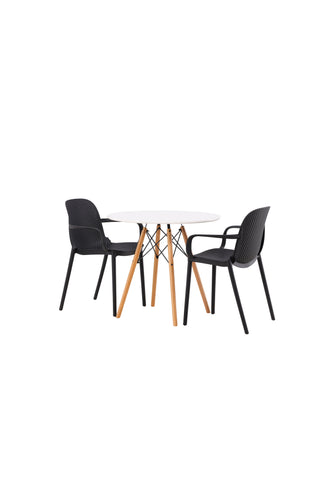 Venture Home Danburi Matbord - Woodlook / Woodlook MDF + Baltimore Dining Chair - Svart / Svart plast _2