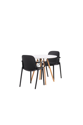 Venture Home Danburi Matbord - Woodlook / Woodlook MDF + Baltimore Dining Chair - Svart / Svart plast _2