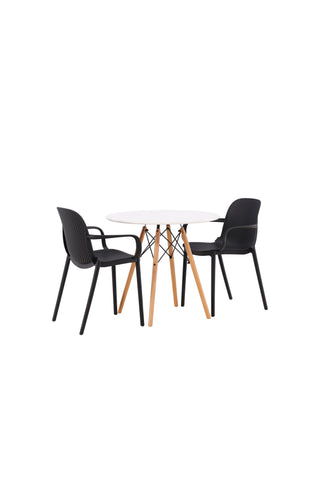 Venture Home Danburi Matbord - Woodlook / Woodlook MDF + Baltimore Dining Chair - Svart / Svart plast _2