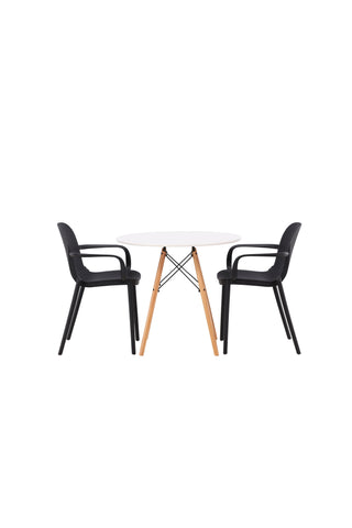 Venture Home Danburi Matbord - Woodlook / Woodlook MDF + Baltimore Dining Chair - Svart / Svart plast _2