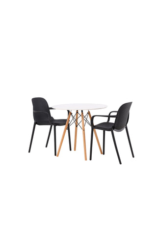 Venture Home Danburi Matbord - Woodlook / Woodlook MDF + Baltimore Dining Chair - Svart / Svart plast _2