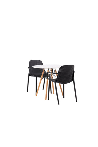 Venture Home Danburi Matbord - Woodlook / Woodlook MDF + Baltimore Dining Chair - Svart / Svart plast _2