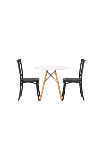 Venture Home Danburi Matbord - Woodlook / Woodlook MDF +Crosett Matstol - Mattsvart / Mattsvart plast _2