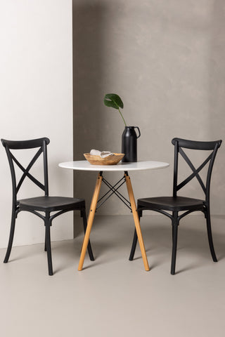 Venture Home Danburi Matbord - Woodlook / Woodlook MDF +Crosett Matstol - Mattsvart / Mattsvart plast _2