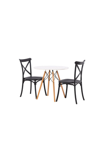 Venture Home Danburi Matbord - Woodlook / Woodlook MDF +Crosett Matstol - Mattsvart / Mattsvart plast _2
