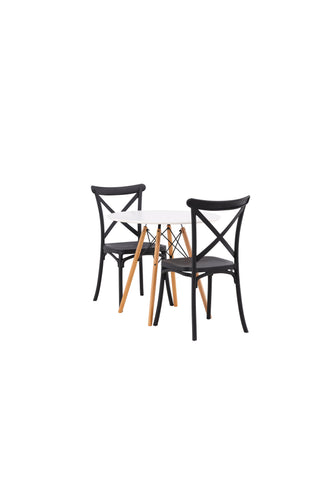 Venture Home Danburi Matbord - Woodlook / Woodlook MDF +Crosett Matstol - Mattsvart / Mattsvart plast _2