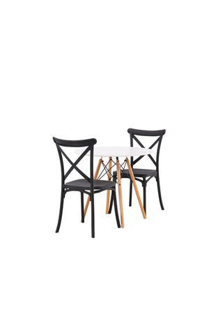 Venture Home Danburi Matbord - Woodlook / Woodlook MDF +Crosett Matstol - Mattsvart / Mattsvart plast _2