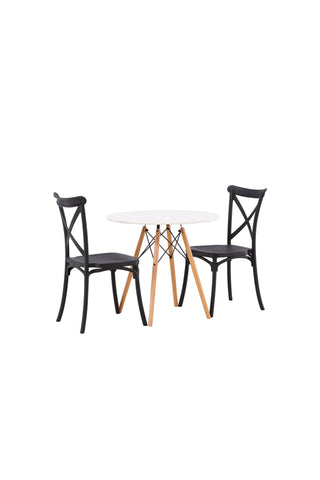 Venture Home Danburi Matbord - Woodlook / Woodlook MDF +Crosett Matstol - Mattsvart / Mattsvart plast _2