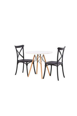 Venture Home Danburi Matbord - Woodlook / Woodlook MDF +Crosett Matstol - Mattsvart / Mattsvart plast _2