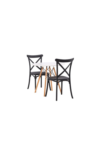 Venture Home Danburi Matbord - Woodlook / Woodlook MDF +Crosett Matstol - Mattsvart / Mattsvart plast _2