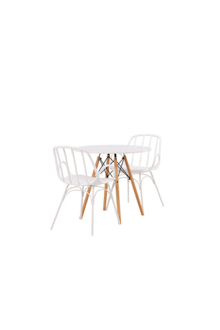 Venture Home Danburi Matbord - Woodlook / Woodlook MDF +Dyrön Matstol - Vit Polypropylen _2