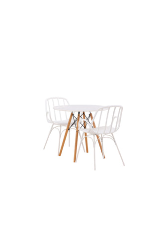Venture Home Danburi Matbord - Woodlook / Woodlook MDF +Dyrön Matstol - Vit Polypropylen _2